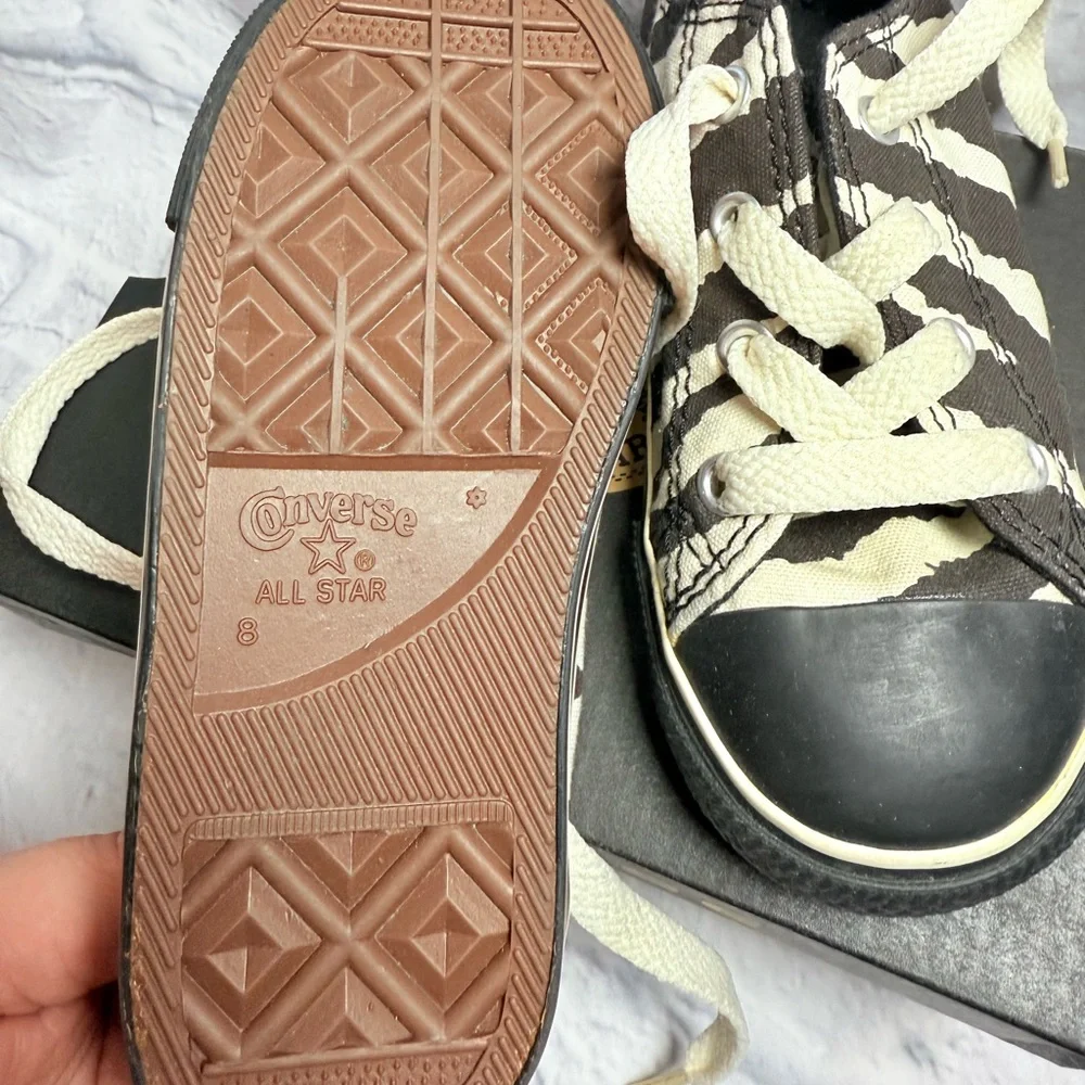 Converse Black and Cream Animal Patterned Toddler Sneakers